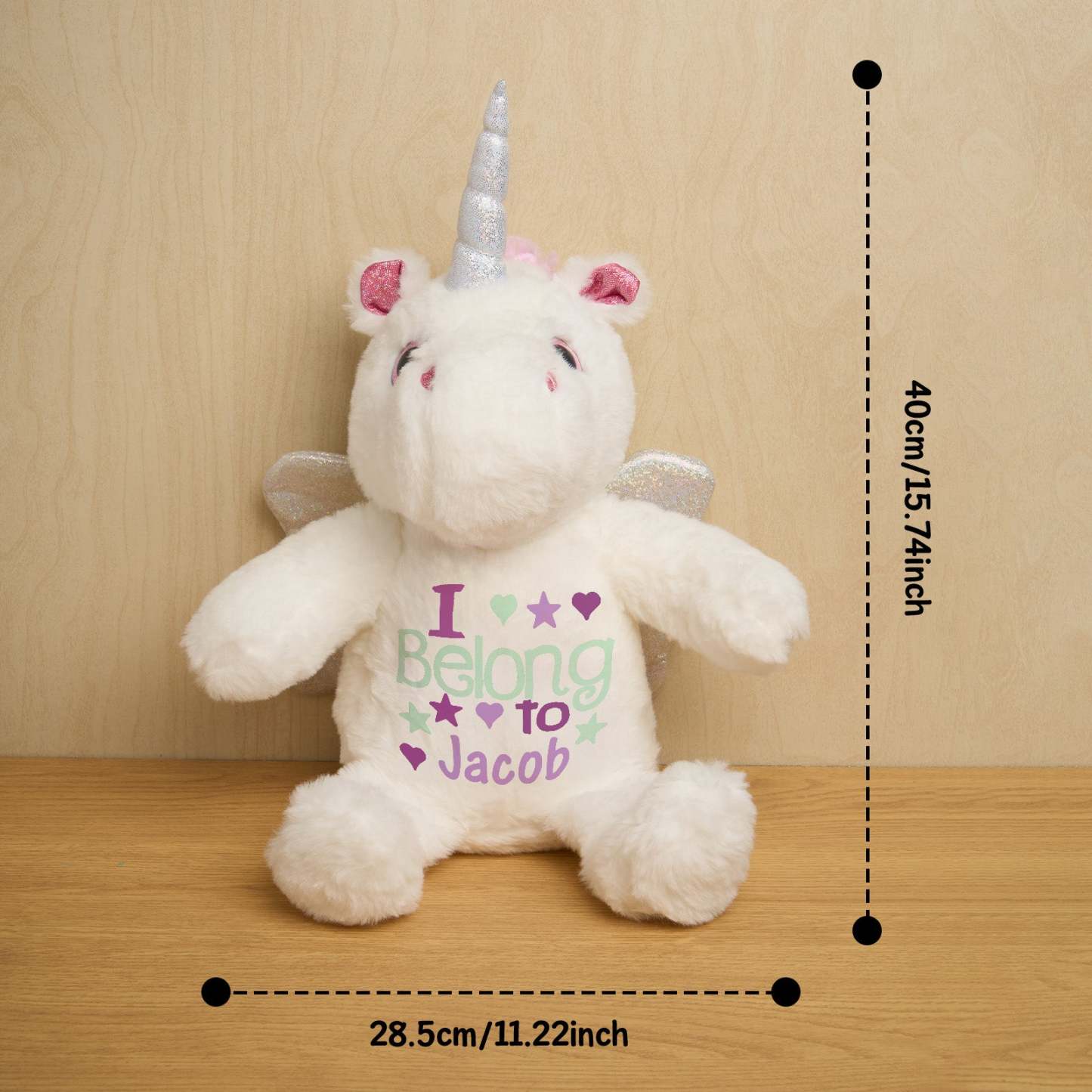 Personalized Unicorn Plush Stuffed Animal Birth Announcement Gift for Baby Shower - soufeelus
