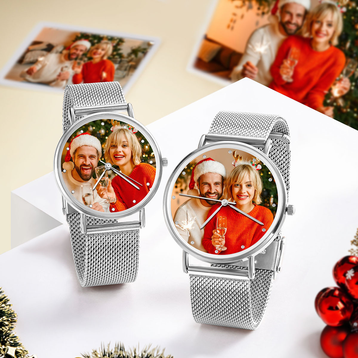 Soufeel Engraved Woman Photo Watches With Alloy Strap Christmas Gift For Family - soufeelus