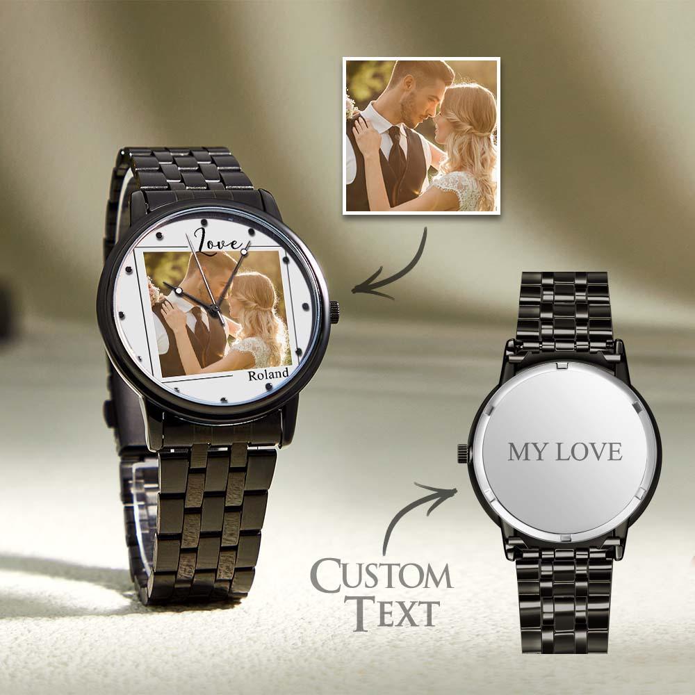 Custom Photo Watch for Men Personalized Engraved Picture Watch for Husband Valentine's Day - soufeelus