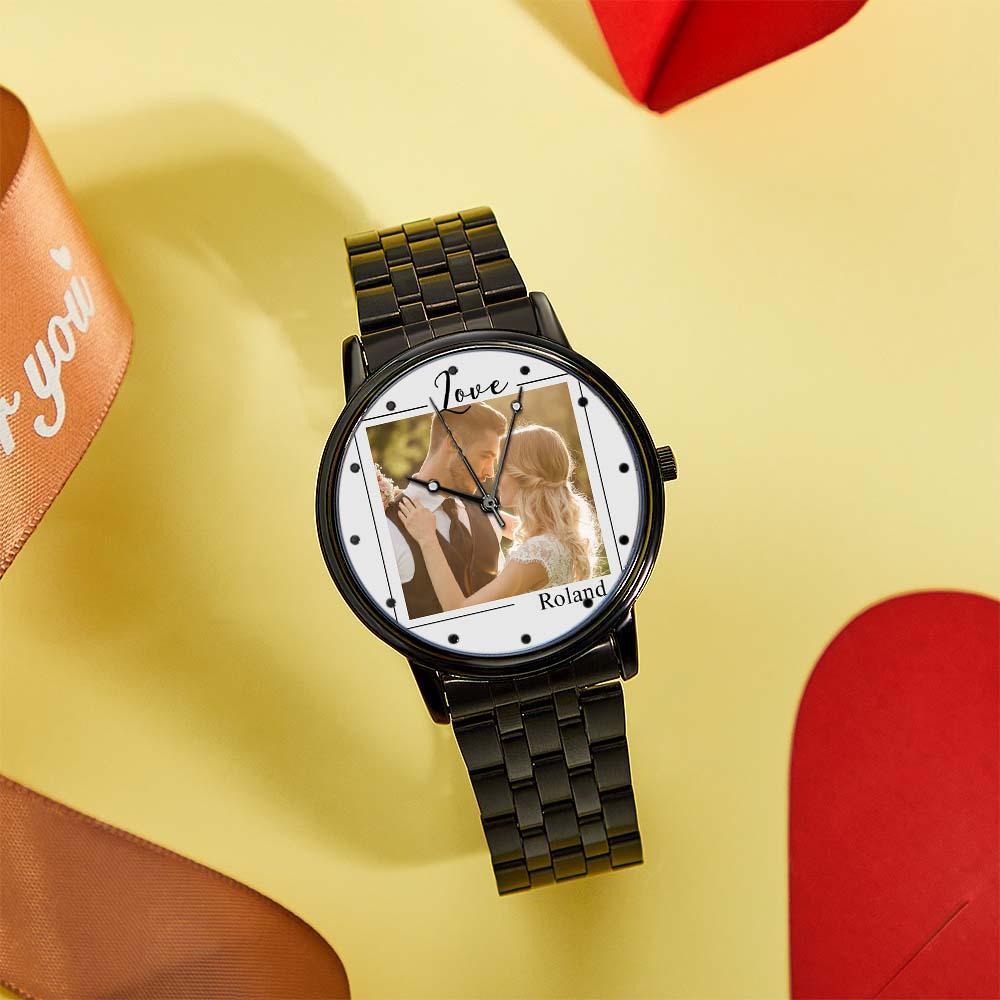 Custom Photo Watch for Men Personalized Engraved Picture Watch for Husband Valentine's Day - soufeelus