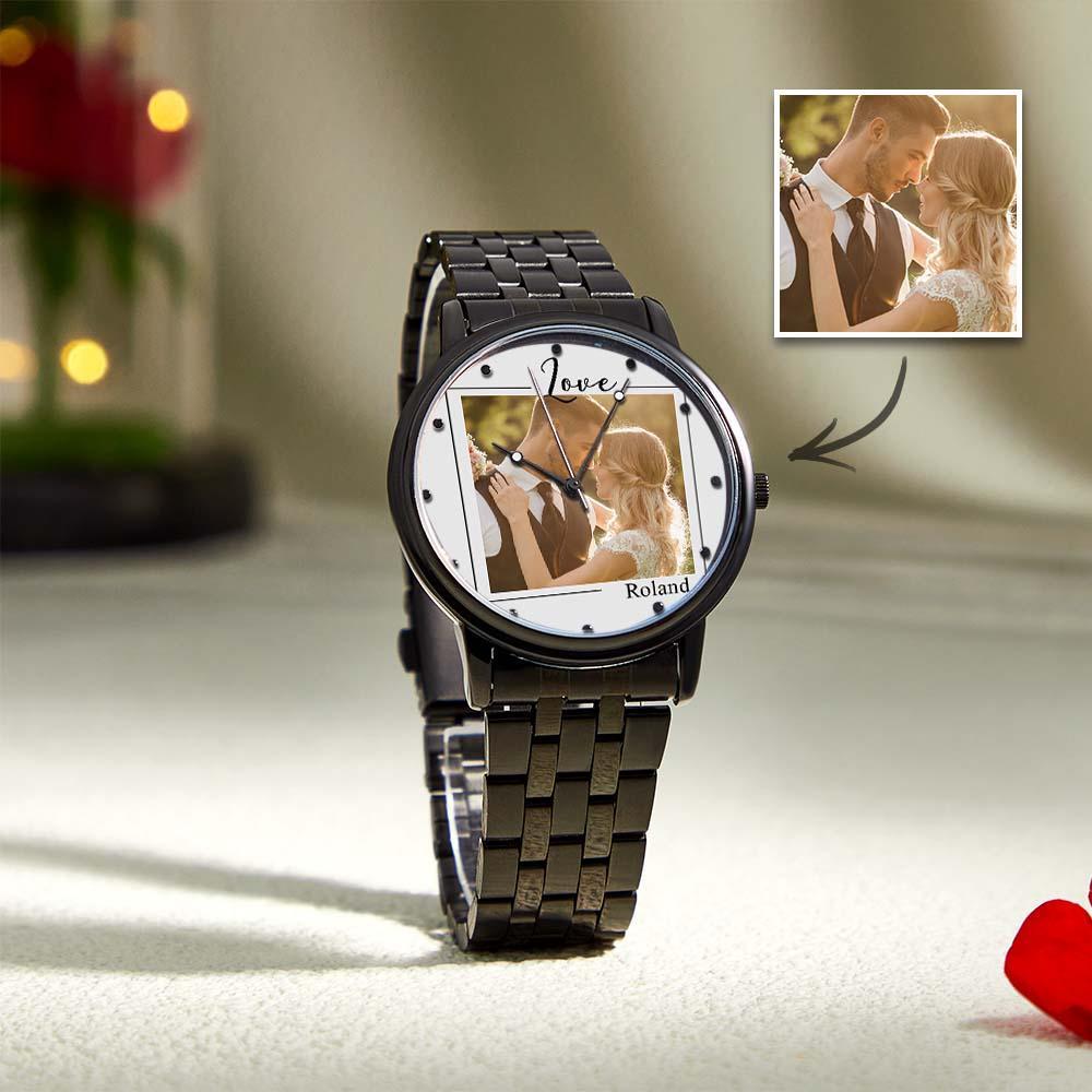 Custom Photo Watch for Men Personalized Engraved Picture Watch for Husband Valentine's Day - soufeelus