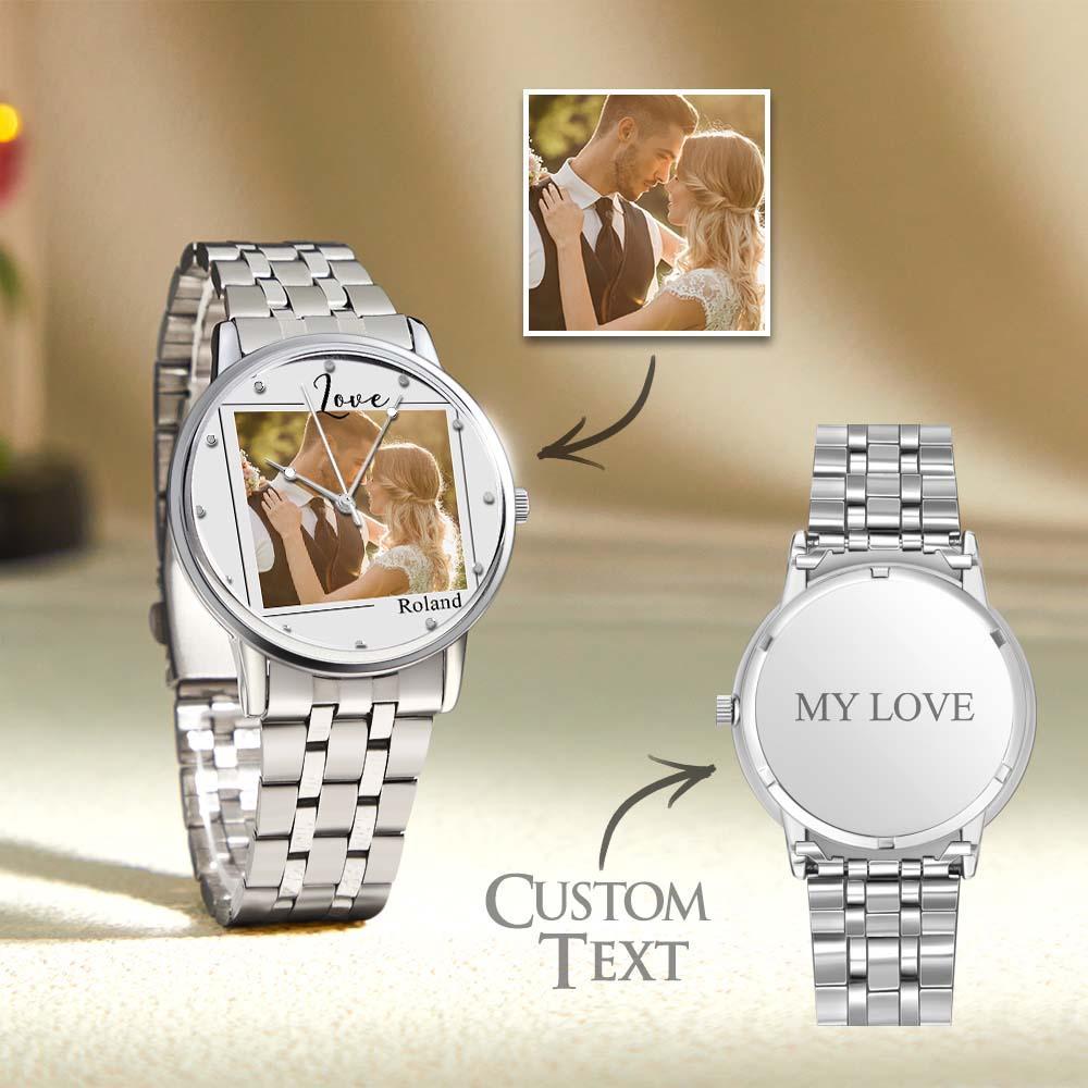 Custom Photo Watch for Men Personalized Engraved Picture Watch for Husband Valentine's Day - soufeelus