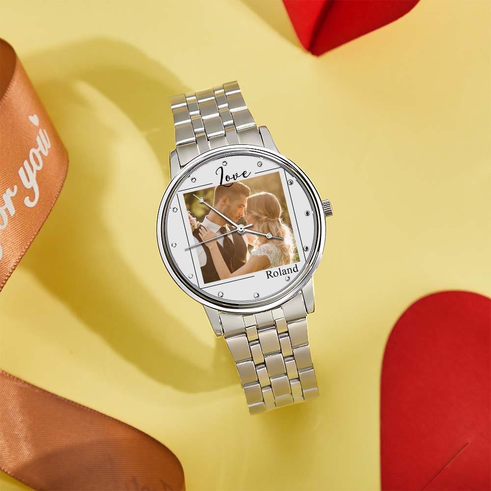 Custom Photo Watch for Men Personalized Engraved Picture Watch for Husband Valentine's Day - soufeelus