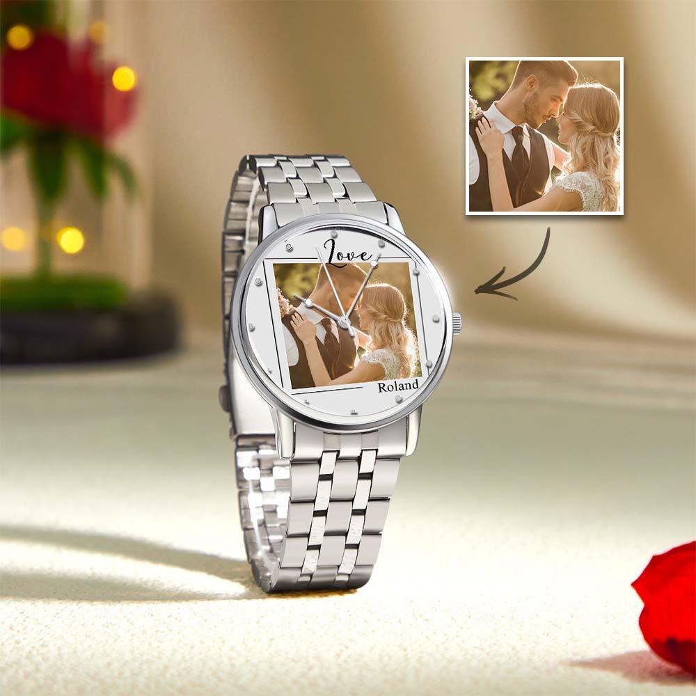 Custom Photo Watch for Men Personalized Engraved Picture Watch for Husband Valentine's Day