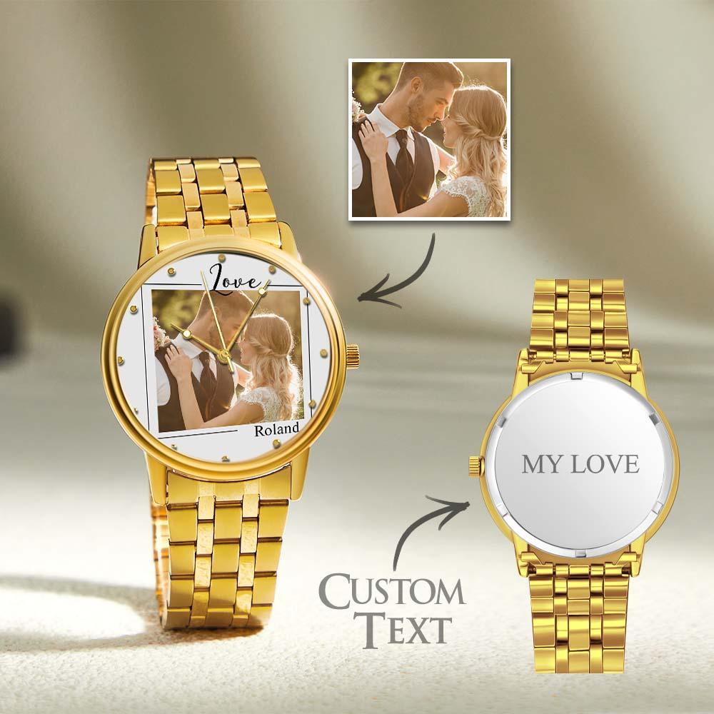 Custom Photo Watch for Men Personalized Engraved Picture Watch for Husband Valentine's Day - soufeelus