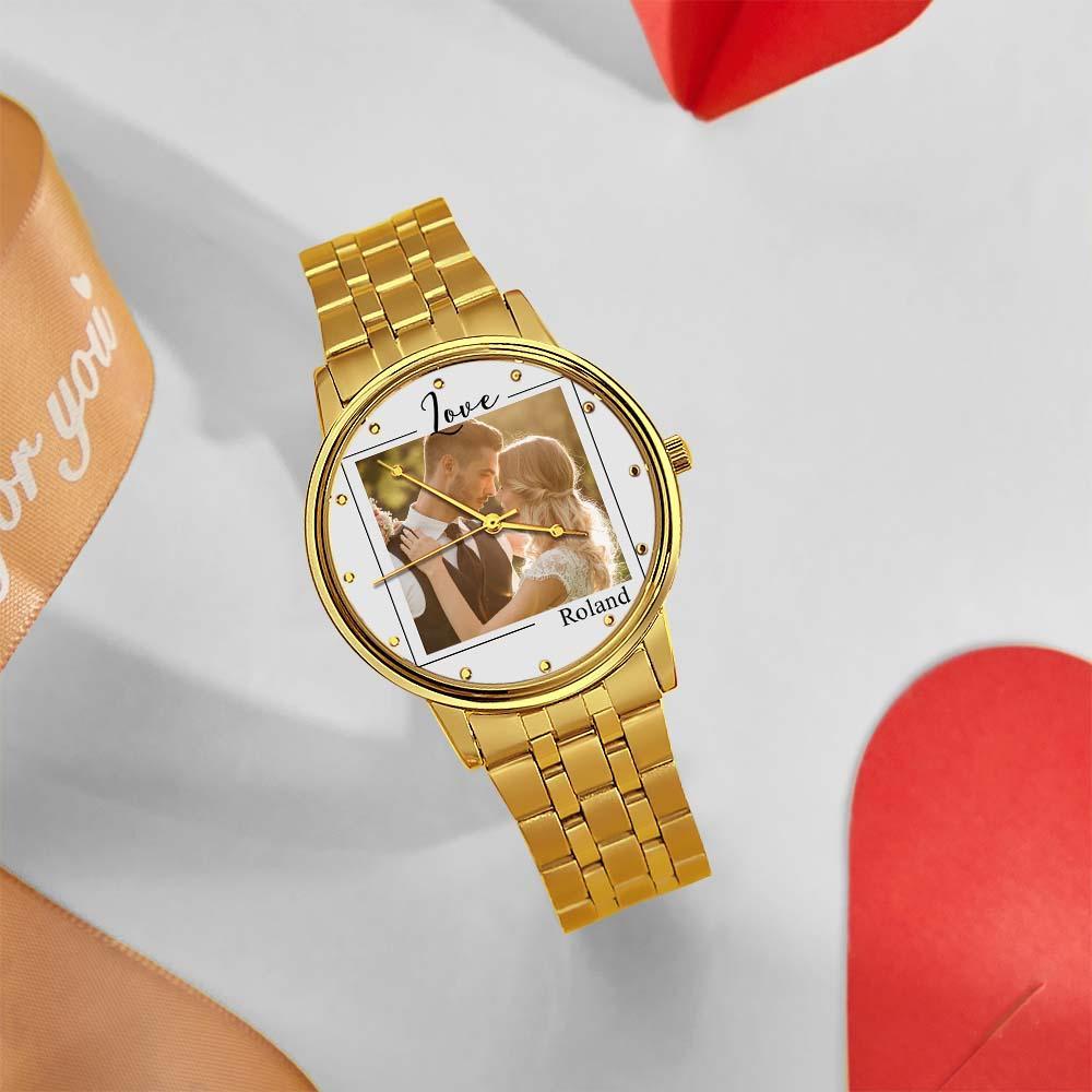 Custom Photo Watch for Men Personalized Engraved Picture Watch for Husband Valentine's Day - soufeelus