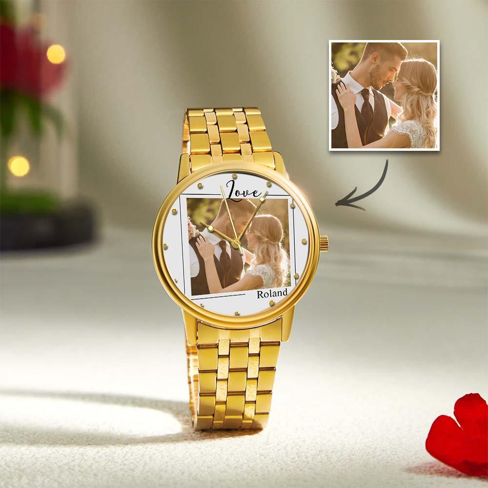 Custom Photo Watch for Men Personalized Engraved Picture Watch for Husband Valentine's Day - soufeelus