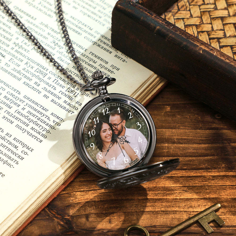 Custom Photo Pocket Watch Personalised Hollow Pattern Pocket Watchs Gift - soufeelus