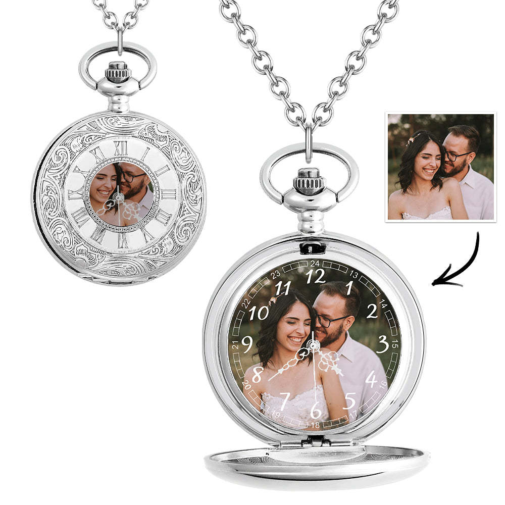 Custom Photo Pocket Watch Personalised Hollow Pattern Pocket Watchs Gift - soufeelus