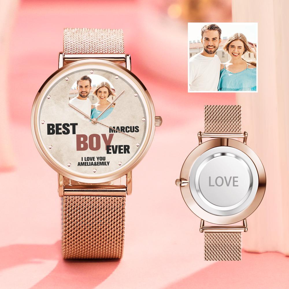 Custom Engraved Photo Watches With Alloy Strap Valentine's Day Gift For Him - soufeelus