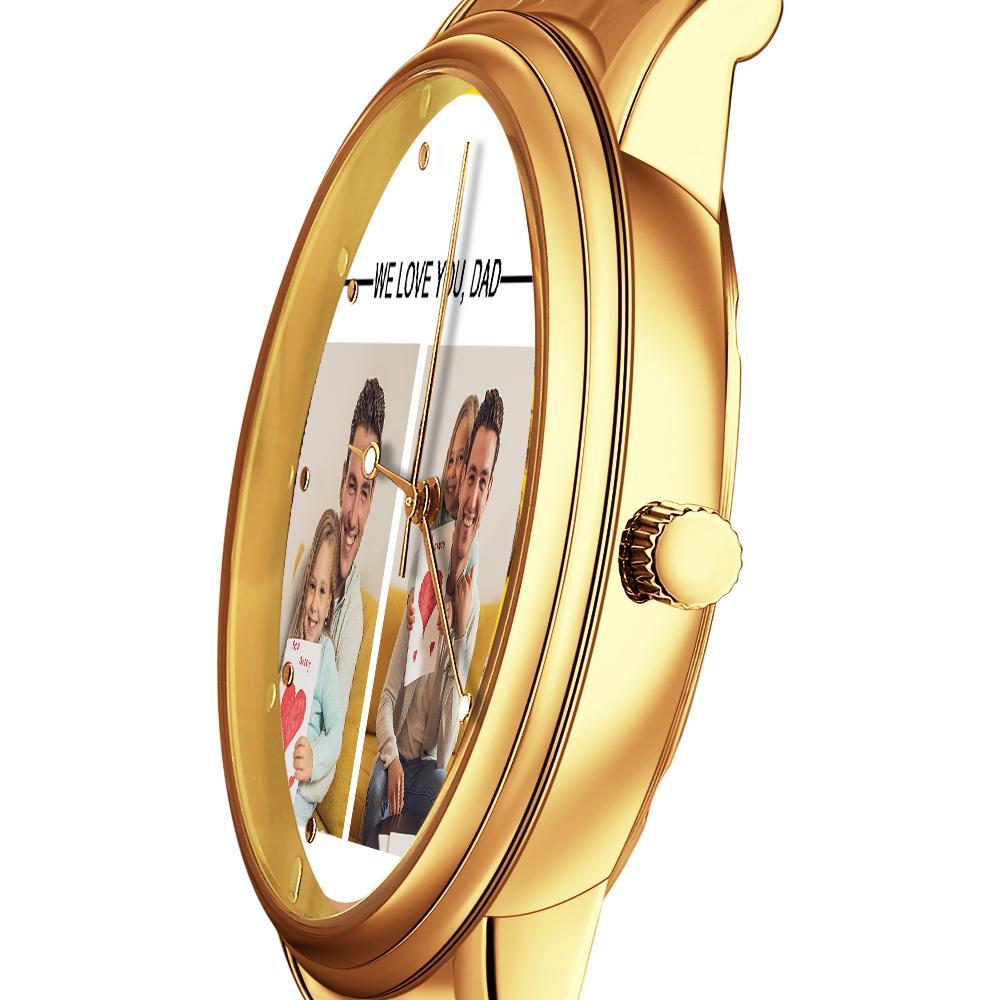 Custom Engraved Photo Watch Personalized Engraved Picture Watch Father's Day Gifts For Dad - soufeelus