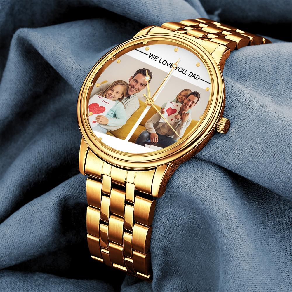 Custom Engraved Photo Watch Personalized Engraved Picture Watch Father's Day Gifts For Dad - soufeelus