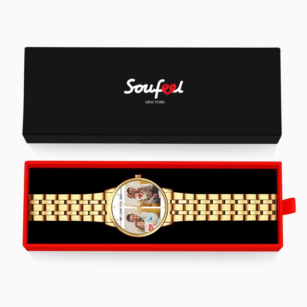 Custom Engraved Photo Watch Personalized Engraved Picture Watch Father's Day Gifts For Dad - soufeelus