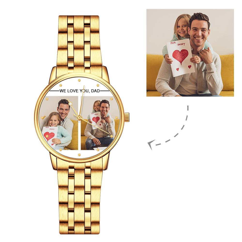 Custom Engraved Photo Watch Personalized Engraved Picture Watch Father's Day Gifts For Dad - soufeelus