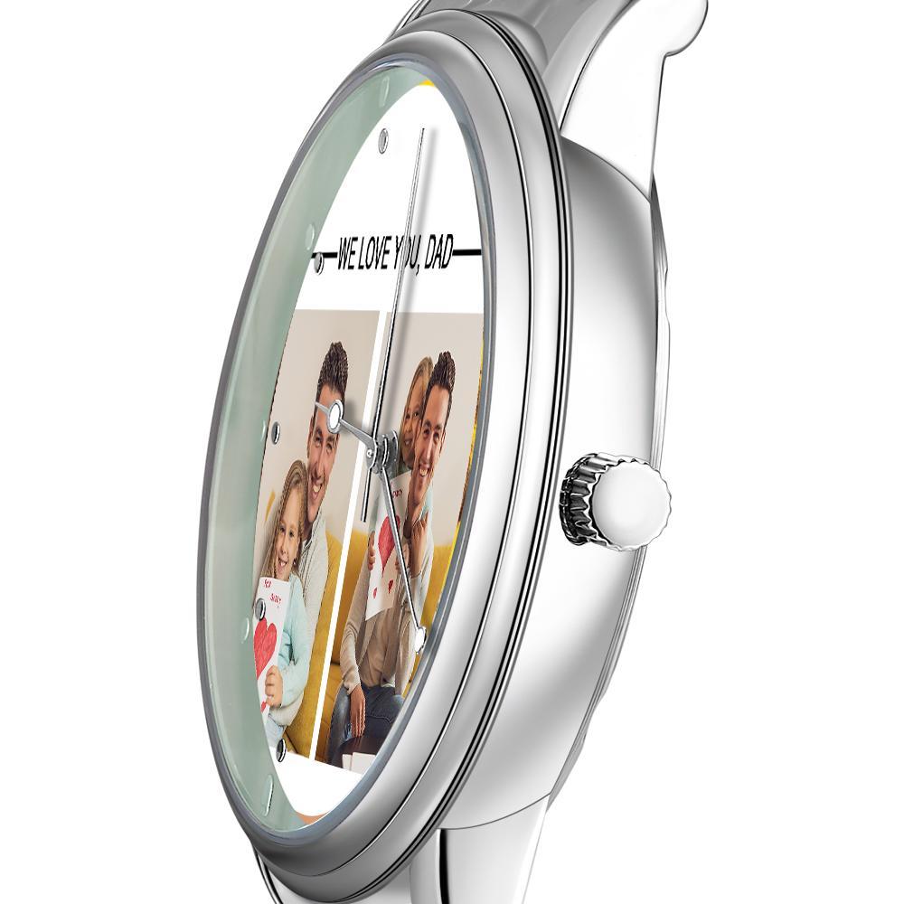 Custom Engraved Photo Watch Personalized Engraved Picture Watch Father's Day Gifts For Dad - soufeelus