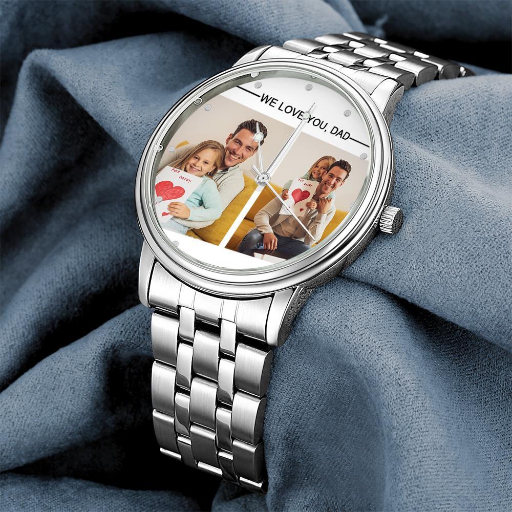 Custom Engraved Photo Watch Personalized Engraved Picture Watch Father's Day Gifts For Dad - soufeelus