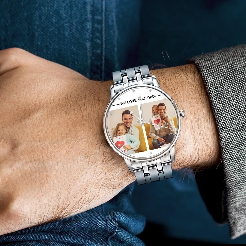 Custom Engraved Photo Watch Personalized Engraved Picture Watch Father's Day Gifts For Dad - soufeelus