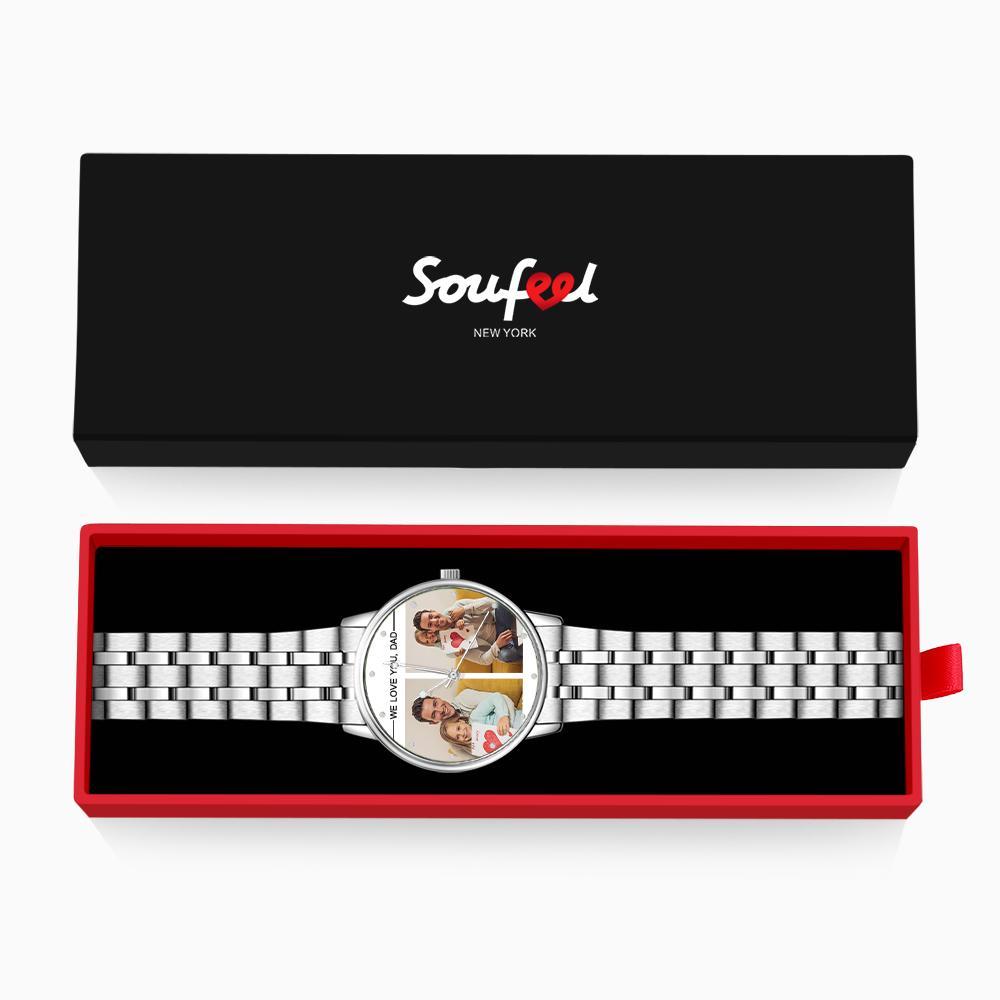 Custom Engraved Photo Watch Personalized Engraved Picture Watch Father's Day Gifts For Dad - soufeelus