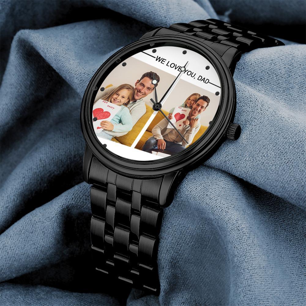 Custom Engraved Photo Watch Personalized Engraved Picture Watch Father's Day Gifts For Dad - soufeelus