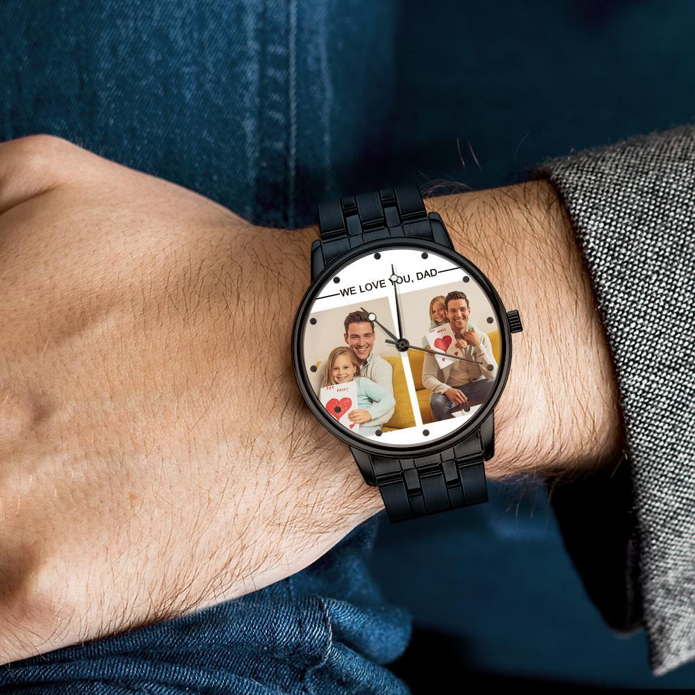 Custom Engraved Photo Watch Personalized Engraved Picture Watch Father's Day Gifts For Dad - soufeelus