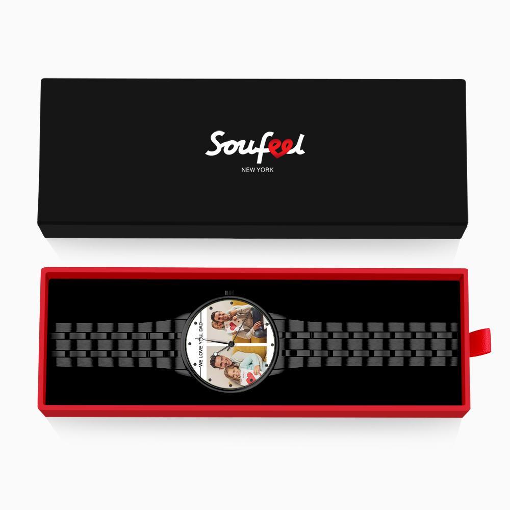 Custom Engraved Photo Watch Personalized Engraved Picture Watch Father's Day Gifts For Dad - soufeelus