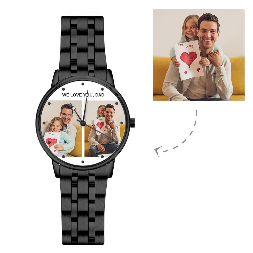 Custom Engraved Photo Watch Personalized Engraved Picture Watch Father's Day Gifts For Dad - soufeelus