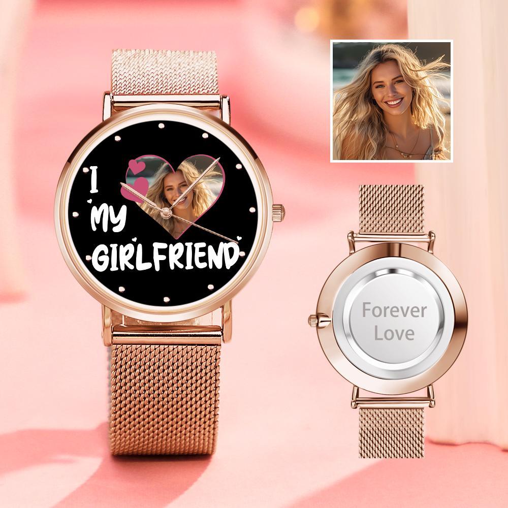 I Love My Girlfriend Personalized Engraved Photo Watches With Alloy Strap Valentine's Day Gift For Girlfriend - soufeelus