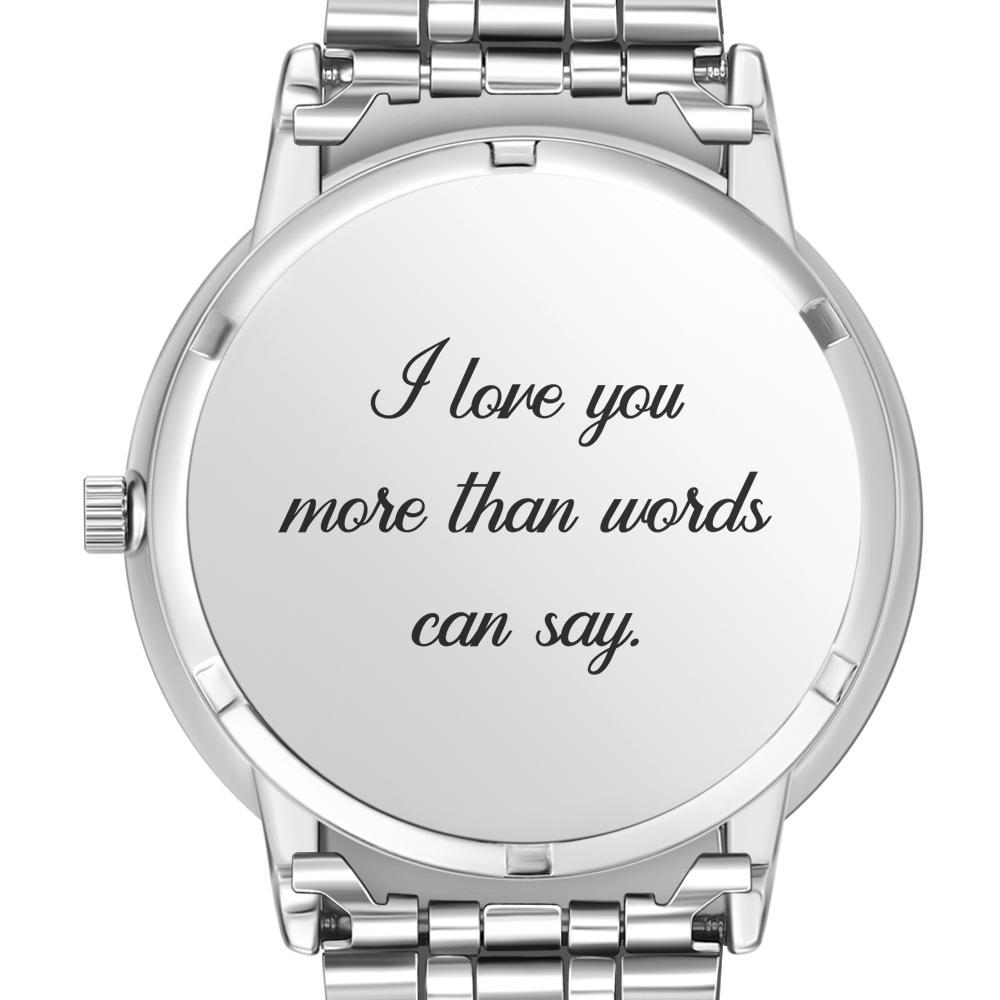 Custom Silhouette Photo Watch Personalized Engraved Watch Memorial Gifts  For Couples - soufeelus