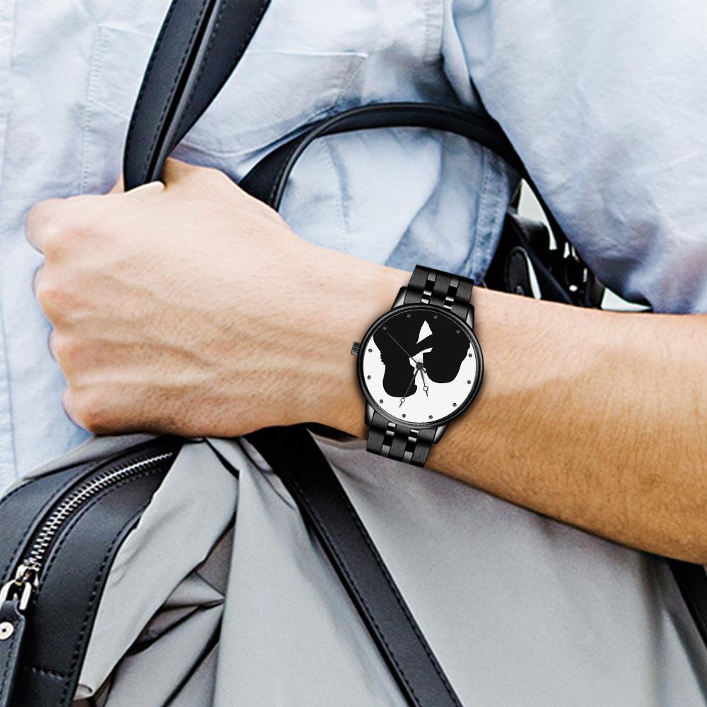 Custom Silhouette Photo Watch Personalized Engraved Watch Memorial Gifts For Couples - soufeelus