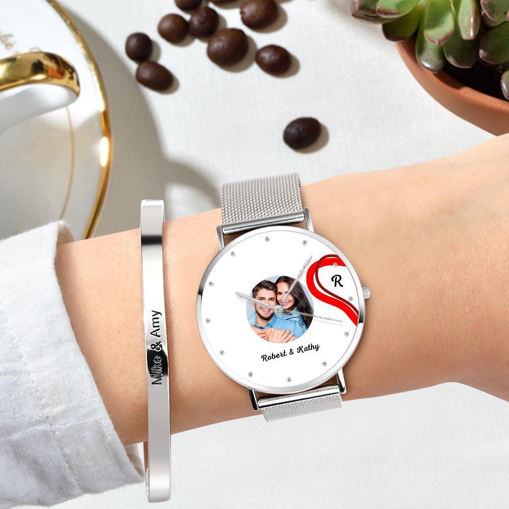 Splicing Red Heart Photo Watch Romantic Valentine's Day Gifts For Couples - soufeelus