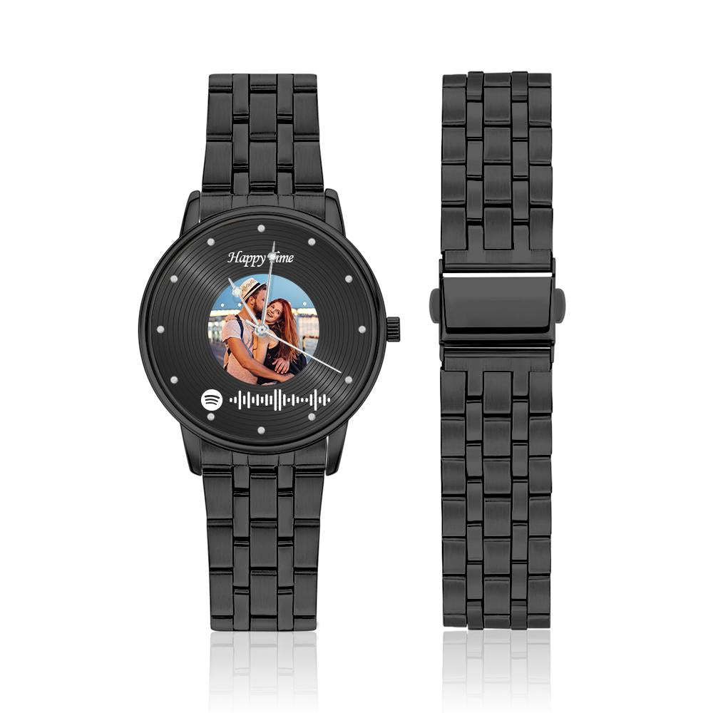 Photo Scannable Spotify Code Watch Vintage Vinyl Records Design Watch Gifts  For Couples - soufeelus