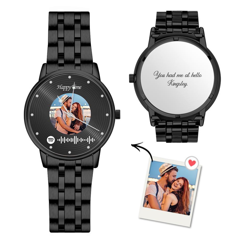 Photo Scannable Spotify Code Watch Vintage Vinyl Records Design Watch Gifts  For Couples - soufeelus