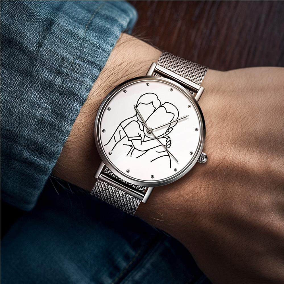 Custom Photo Watch 36mm Engraved Alloy Bracelet Gift Father's Day Gift For Dad detail