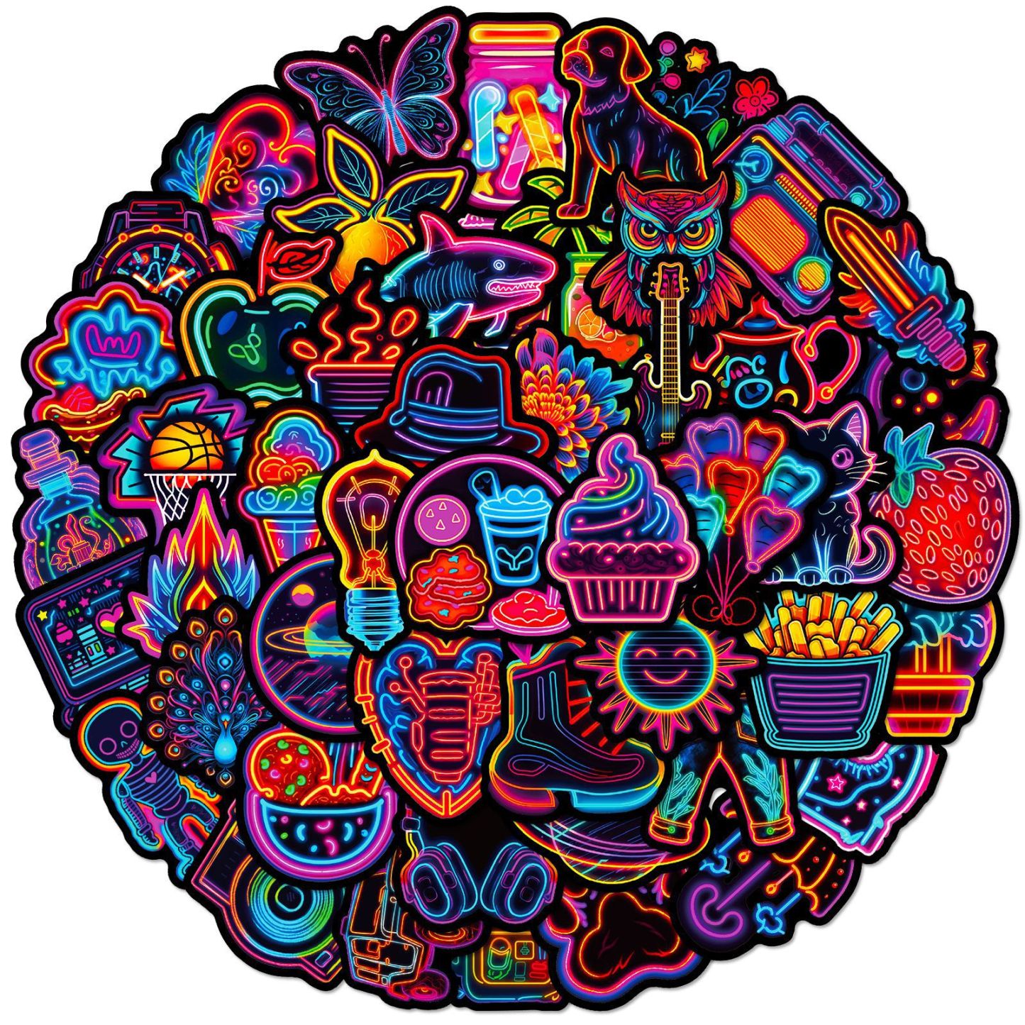50Pcs Neon LED Stickers Pack 4-6cm - soufeelus