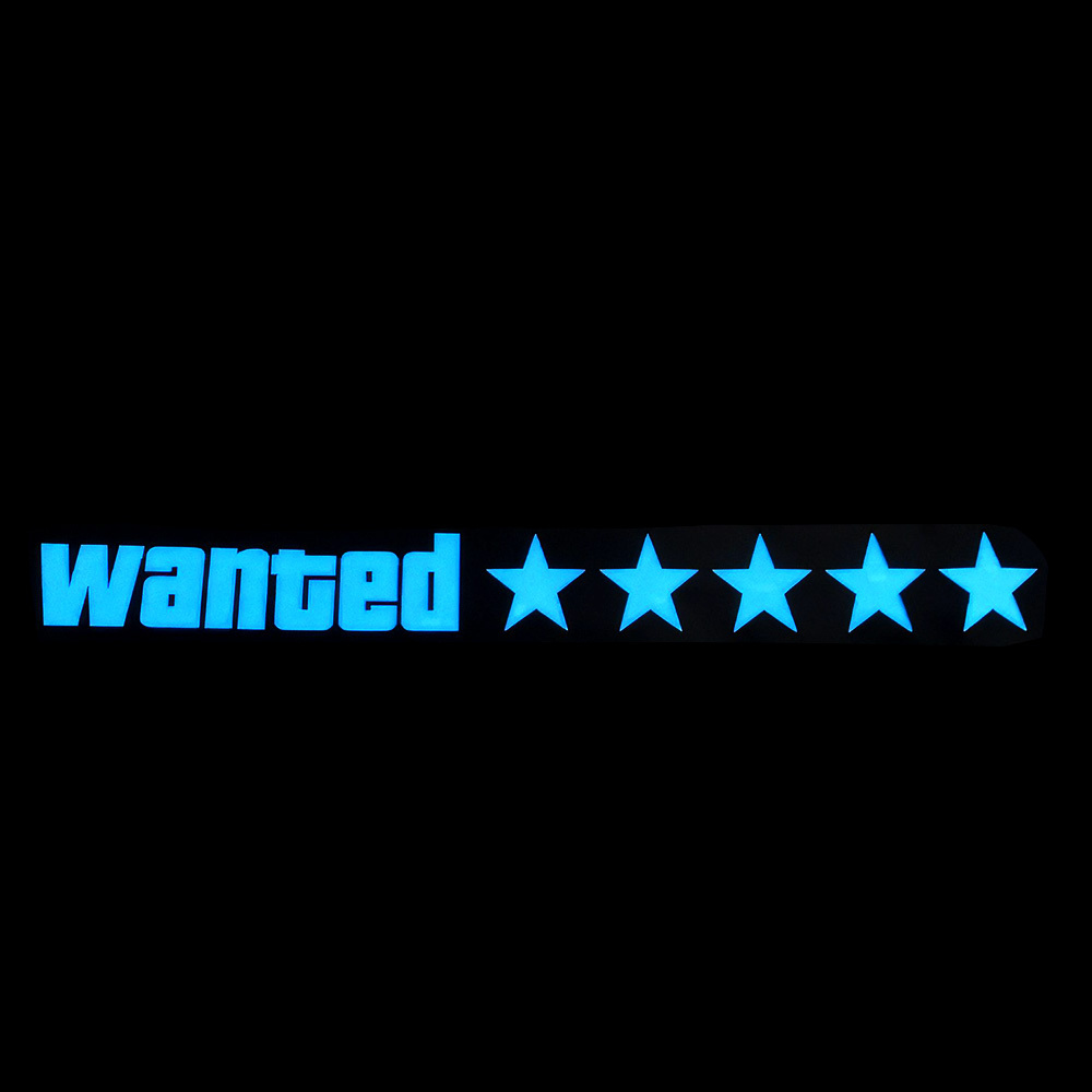 Wanted 5 Star Car Windshield Glow Panel LED Car Sticker