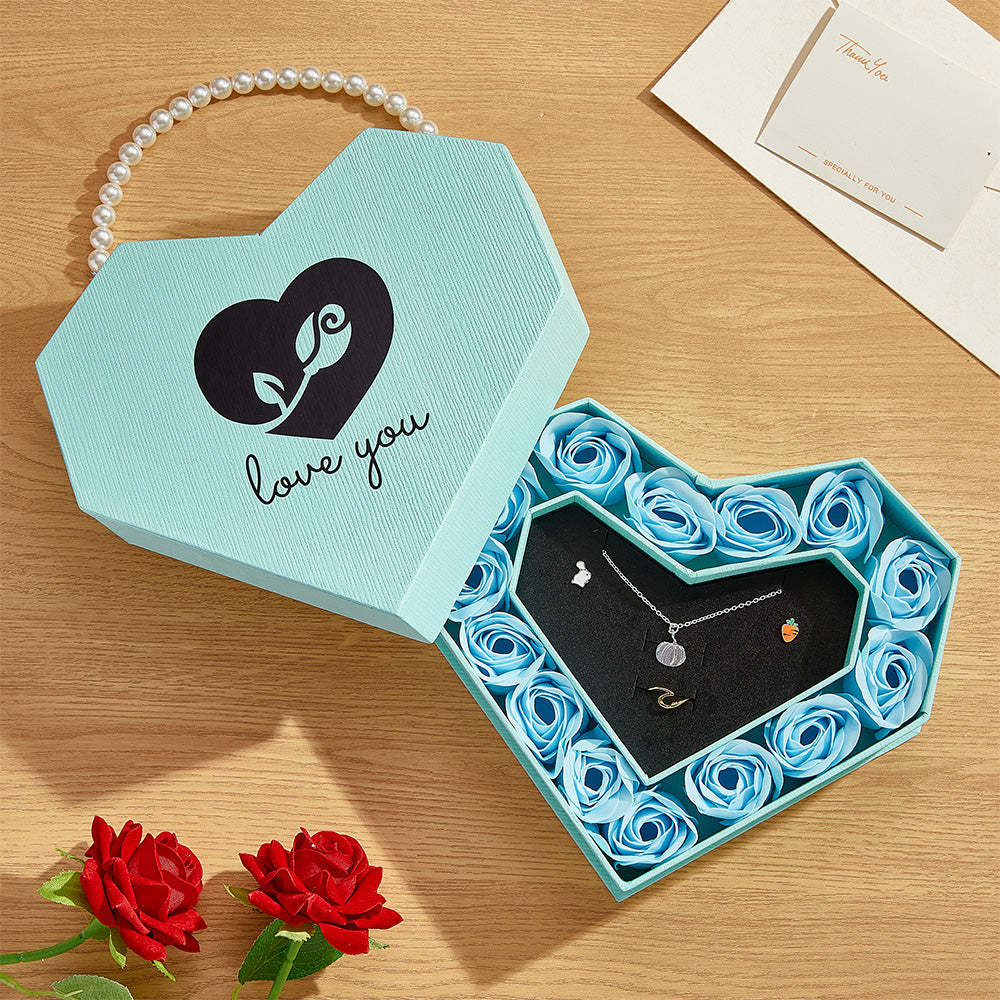 Romantic Heart Shaped Handheld Jewellery Gift Box Valentine's Day Gift - soufeelus