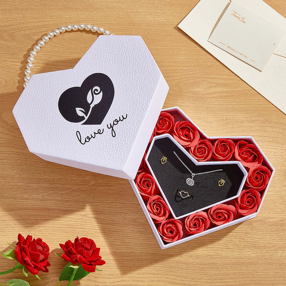 Romantic Heart Shaped Handheld Jewellery Gift Box Valentine's Day Gift - soufeelus