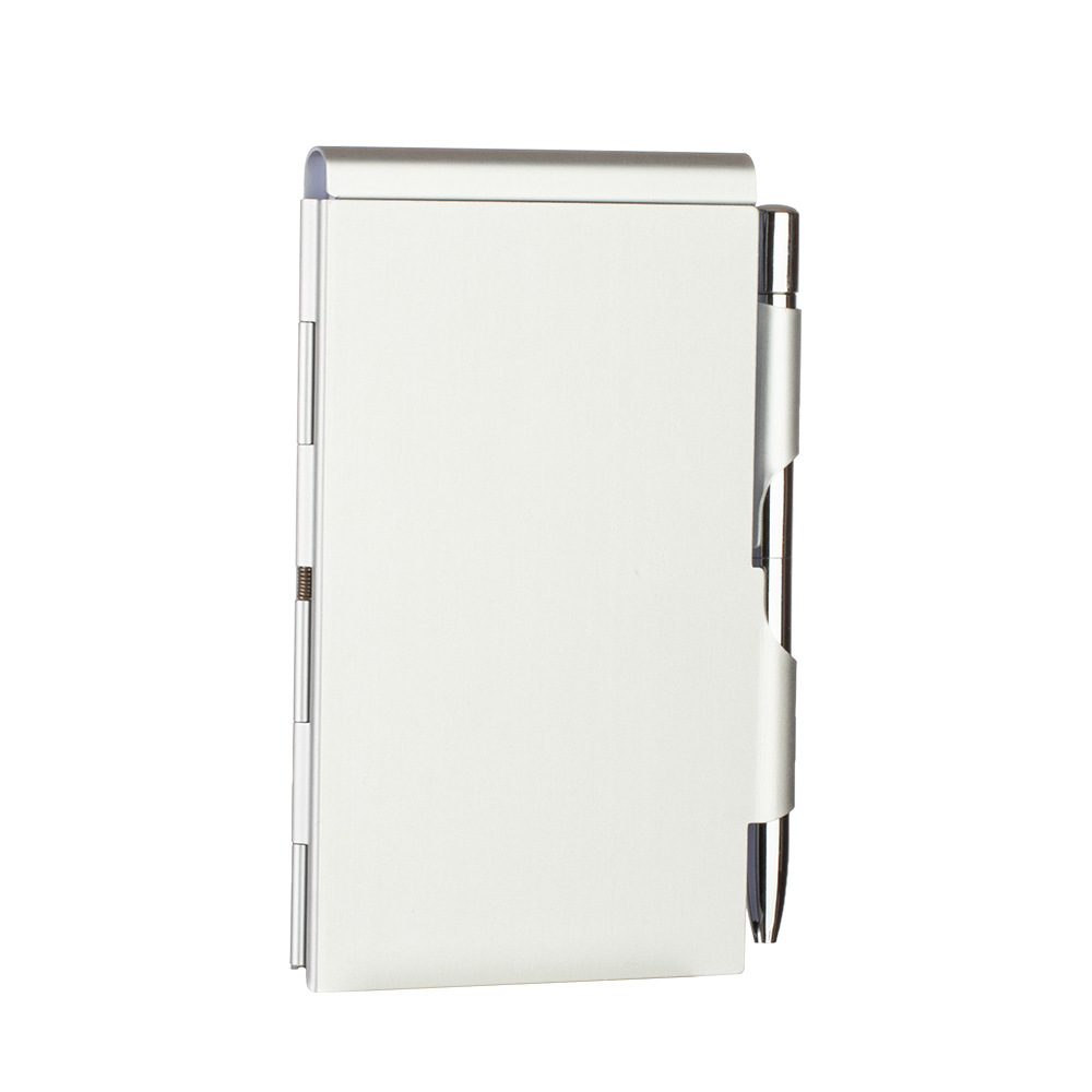 Metal Pocket Notebook with Pen and Refillable Paper Aluminum Flip Mini Notepad Holder Small Journal with Pen Holder for Office Gifts