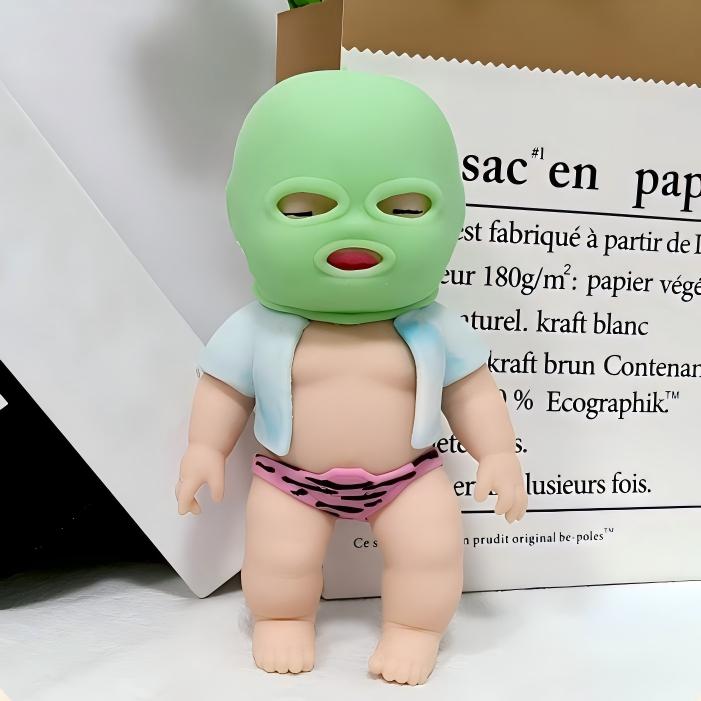 Bandit Doll Stress-Relief Toy - Silicone Figurine with Balaclava