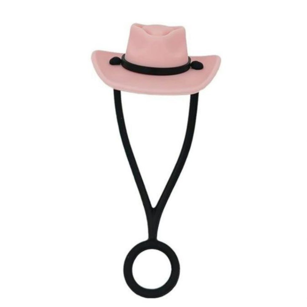 Pink Hat Silicone Straw Protective Cover