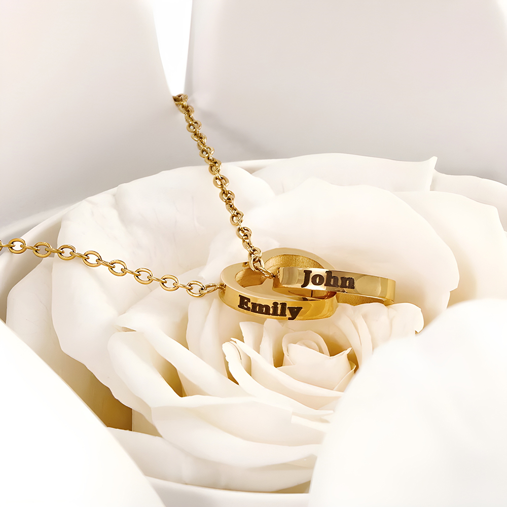 Engraved Heart Necklace with Real Rose Bear Giftbox Rose Shaped Necklace Gift Box Jewellery Gift Box - soufeelus