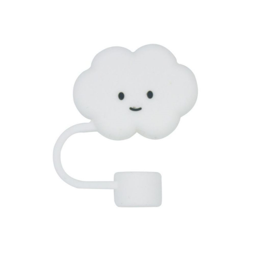 White Clouds Silicone Straw Protective Cover
