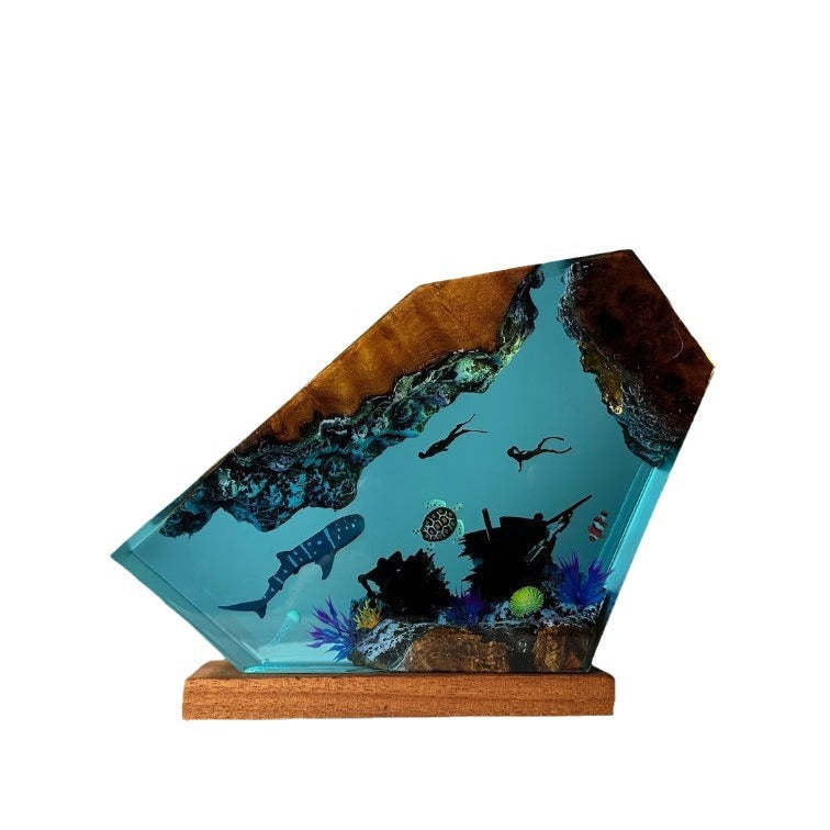 Art Resin Lamp Night Light Whale, Turtle, and Humans Home Decor Gift Unique Birthday Gift Ideas - soufeelus