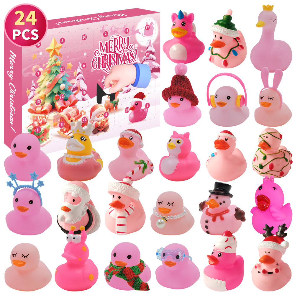 2024 Advent Calendar Christmas Ducks - 24pcs Duck Rubber Advent Calendar 24 Days of Christmas Countdown Toys Fun Duck Bath Toy for Xmas Holiday Gifts Party Favors Kids Toddlers Girls Boys