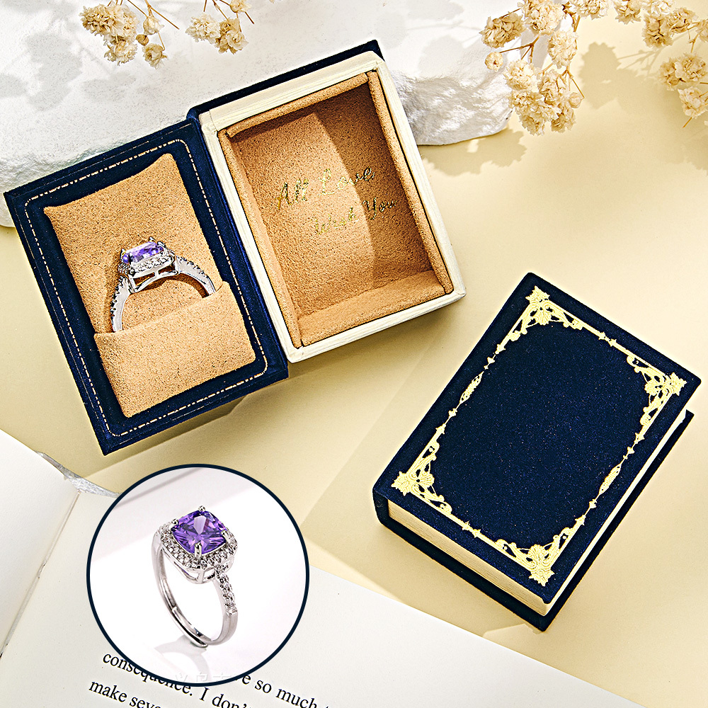 Book Shape Box with Adjustable Ring Multicolor Valentine's Day Gift For Lover For Her - soufeelus