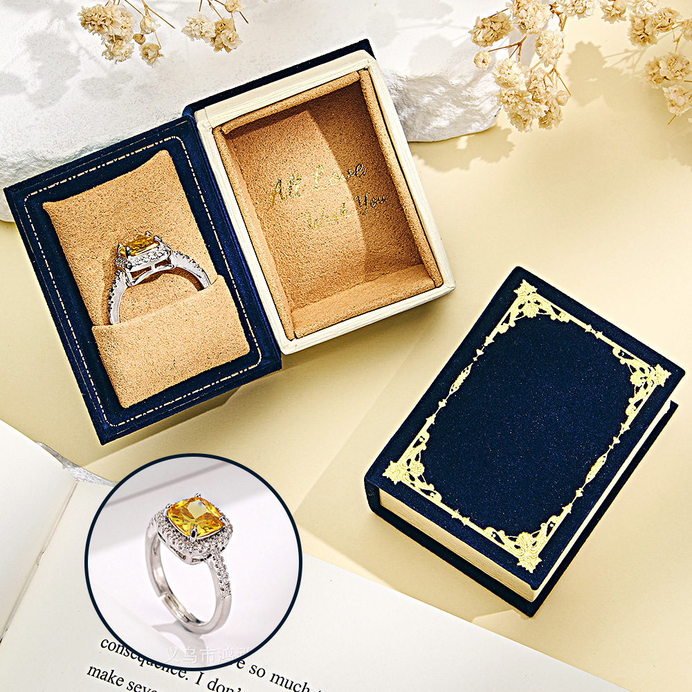 Book Shape Box with Adjustable Ring Multicolor Valentine's Day Gift For Lover For Her - soufeelus