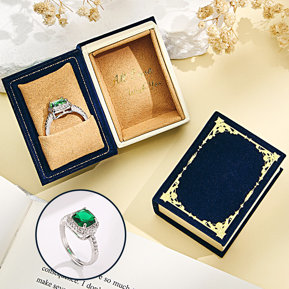 Book Shape Box with Adjustable Ring Multicolor Valentine's Day Gift For Lover For Her - soufeelus