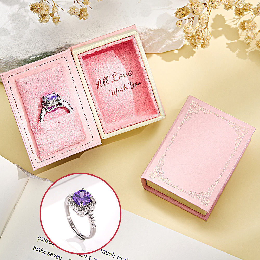 Book Shape Box with Adjustable Ring Multicolor Valentine's Day Gift For Lover For Her - soufeelus