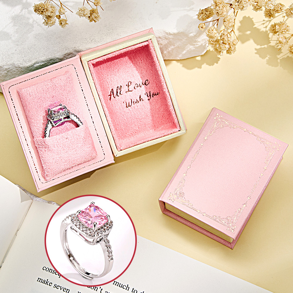 Book Shape Box with Adjustable Ring Multicolor Valentine's Day Gift For Lover For Her - soufeelus