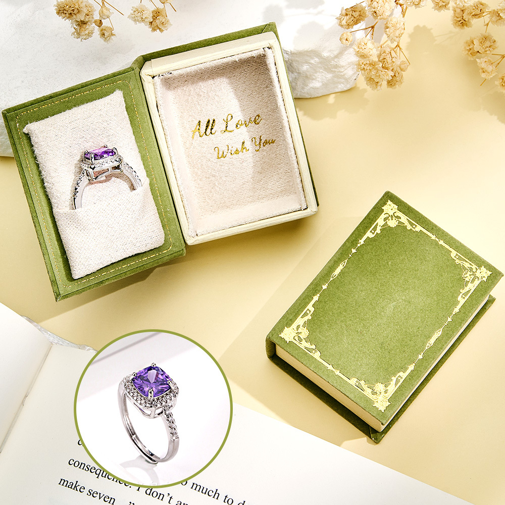 Book Shape Box with Adjustable Ring Multicolor Valentine's Day Gift For Lover For Her - soufeelus